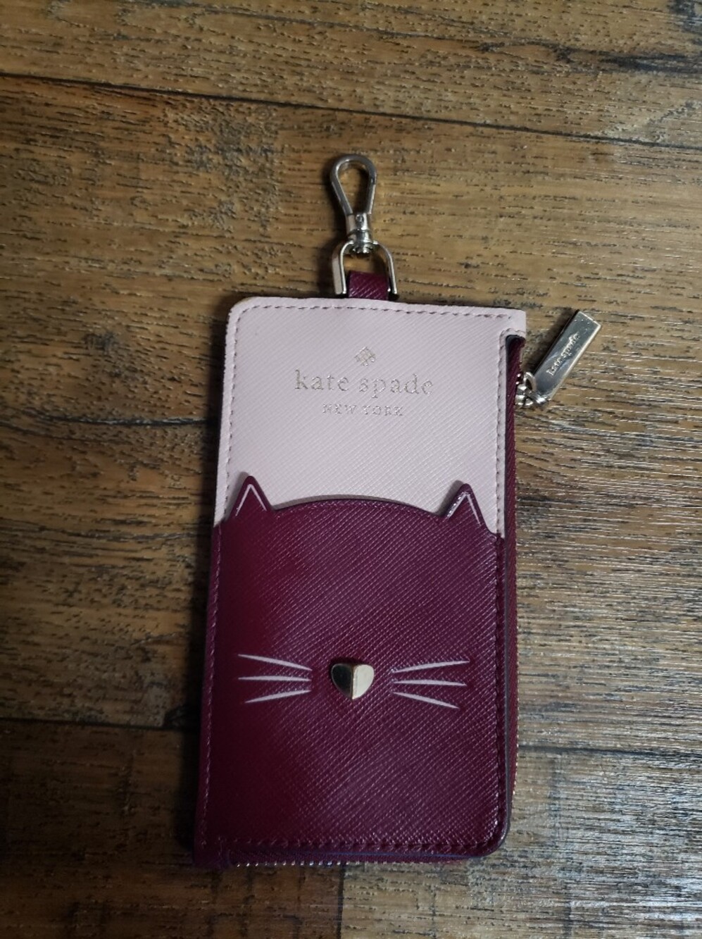Kate Spade New York Meow Cat Card Holder Lanyard Without Lanyard